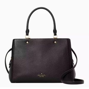 KATE SPADE LEILA MEDIUM TRIPLE COMPARTMENT SATCHEL SHOULDER BAG BLACK LEILA